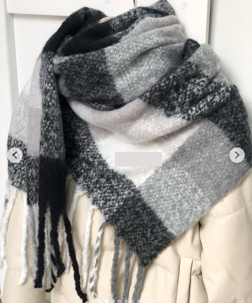 Шарф Палантин Кашемір 55х230 Білий Сірий Чорний Cashemere Scarf