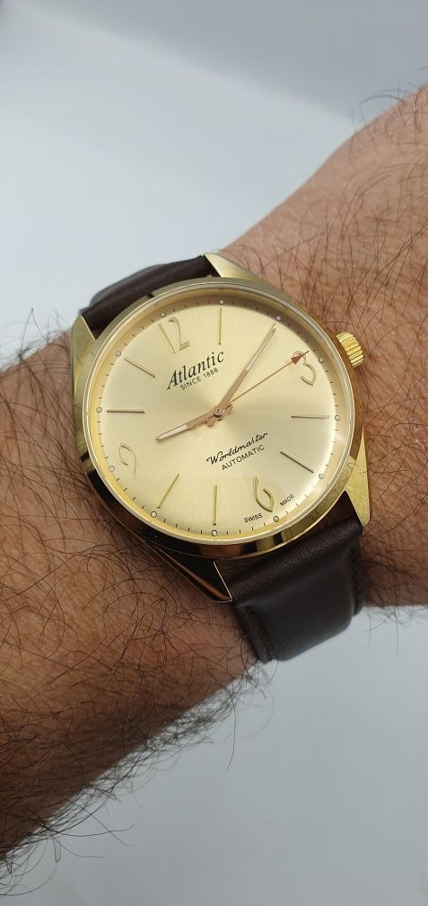 Atlantic Worldmaster Art Deco Automatic - piękna złota tarcza