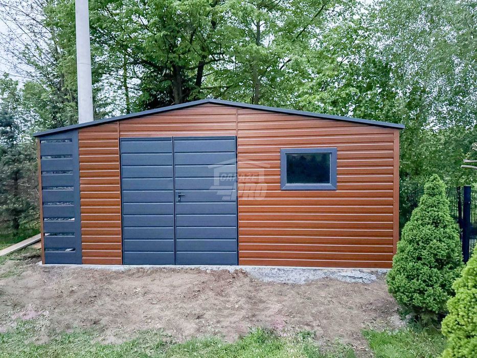 Schowek Domek Ogrodowy 5,5x3m + wiata 0,5m Brama okno dach GP555