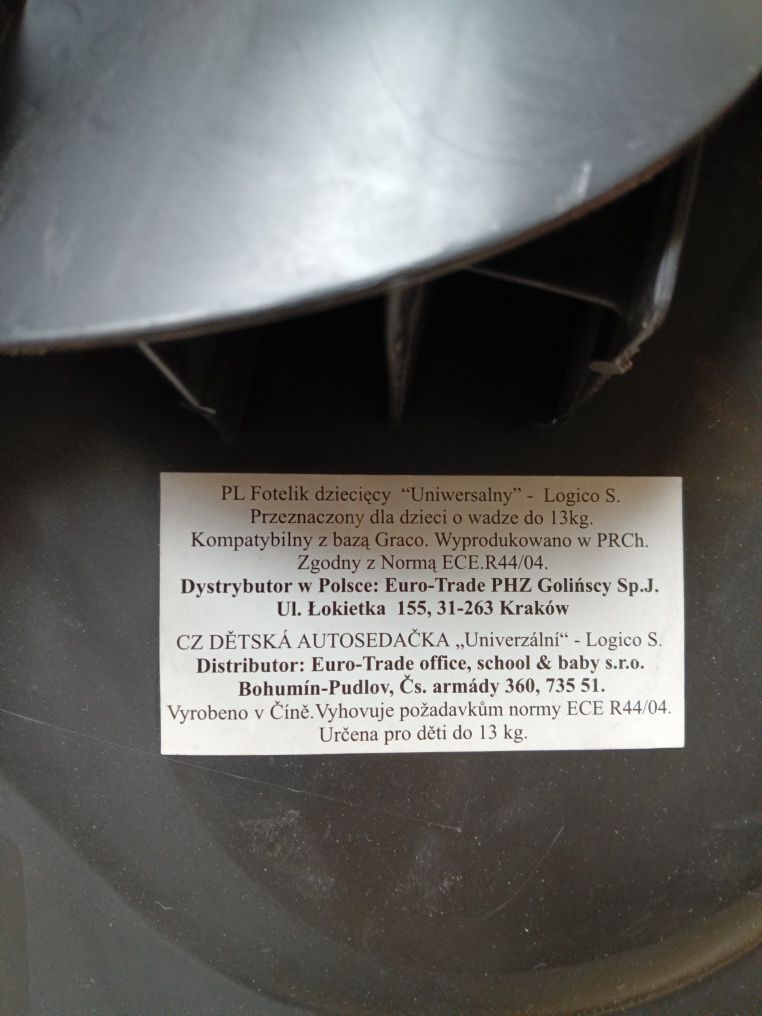 Fotelik i baza GRACO LOGICO S nosidło 0-13kg j.Chicco fotelik z bazą