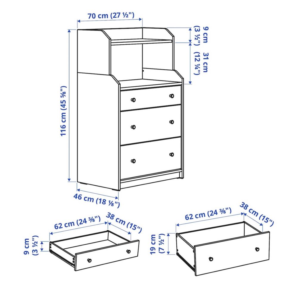 Cómoda de cor cinza IKEA