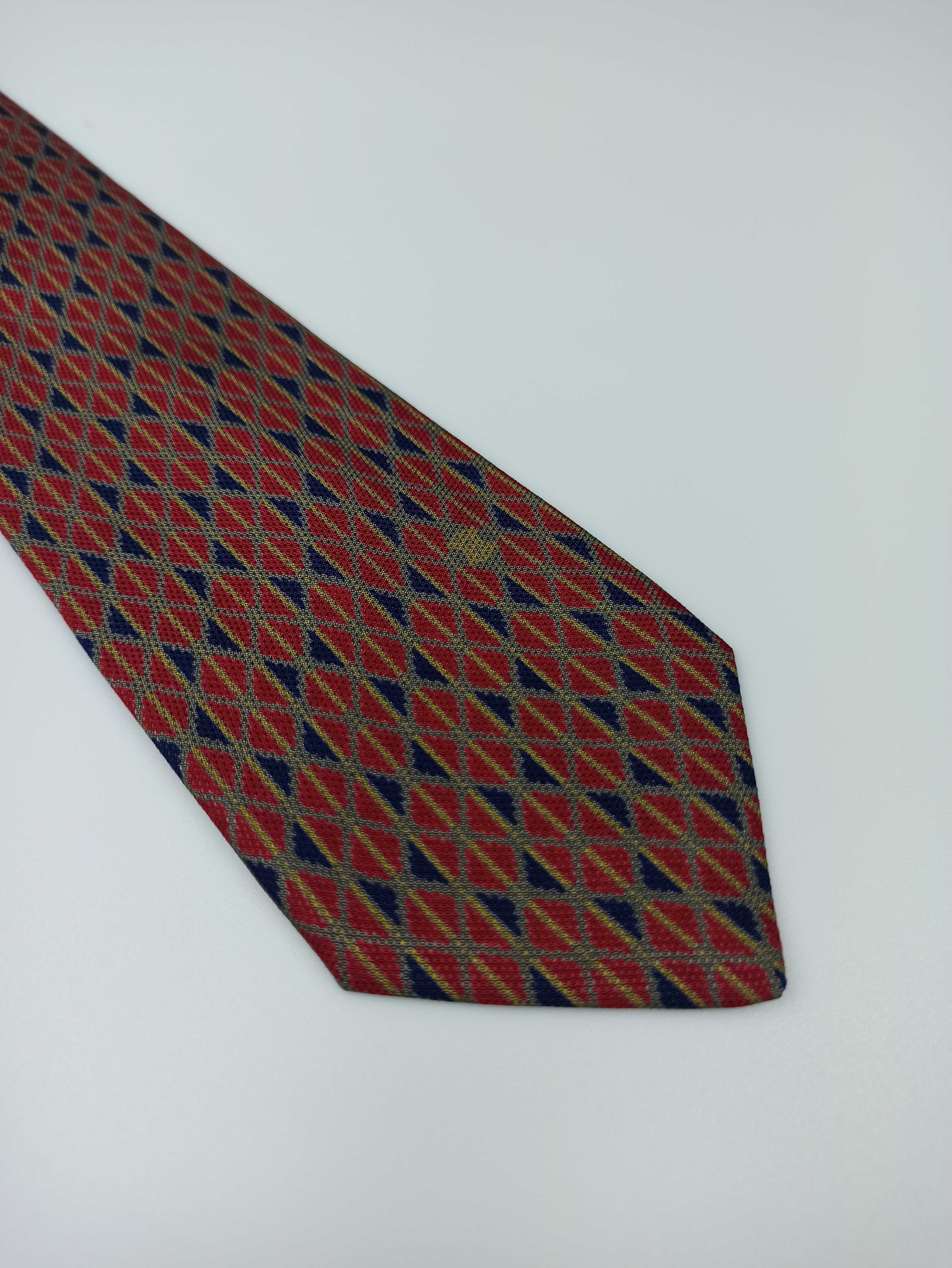 Celine Paris czerwony jedwabny krawat geometryczny ulu09