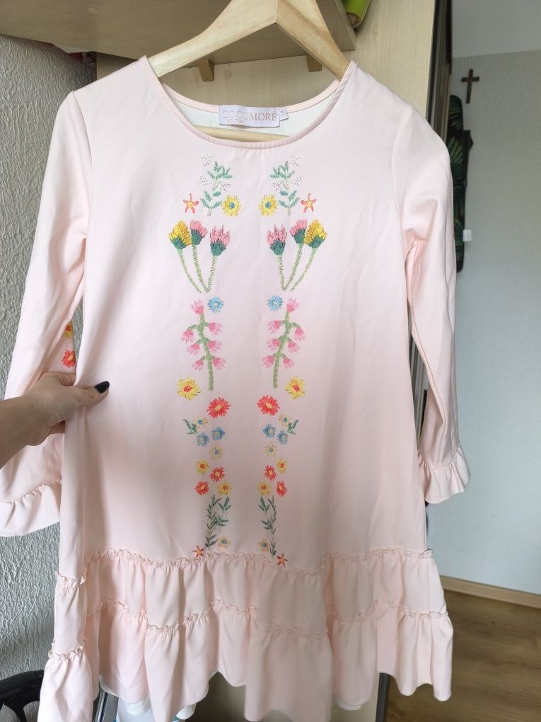 Cocomore sukieneczka S, na niedzielę, okazję, codzienna, pudrowy róż,