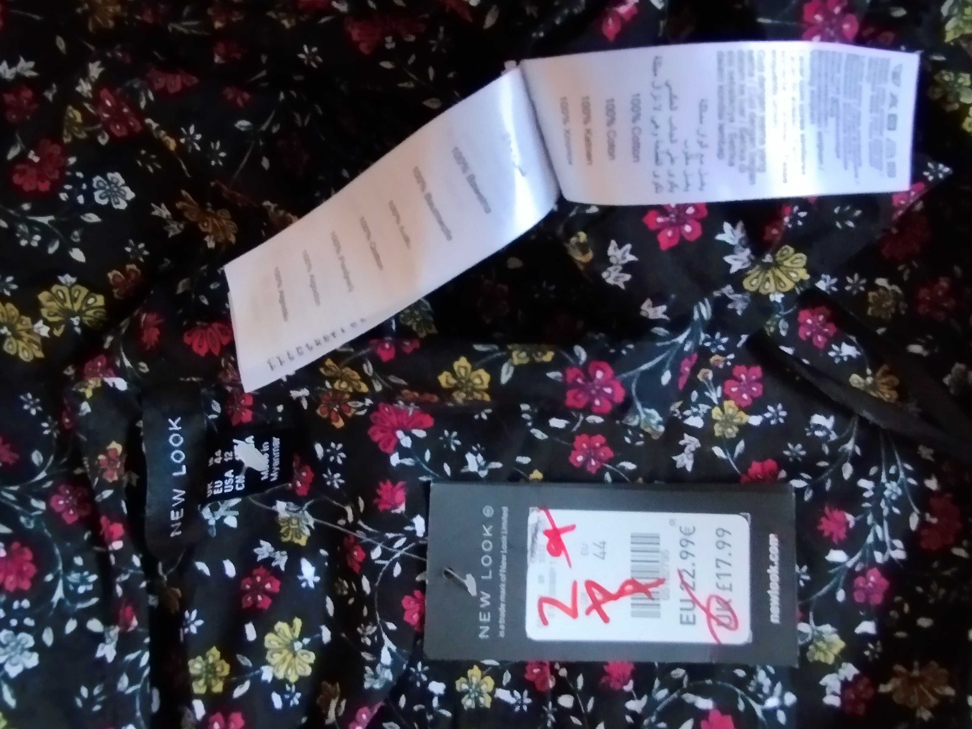 czarna hiszpanka na jedno ramię xxl kwiatki łączkę drobny floral print