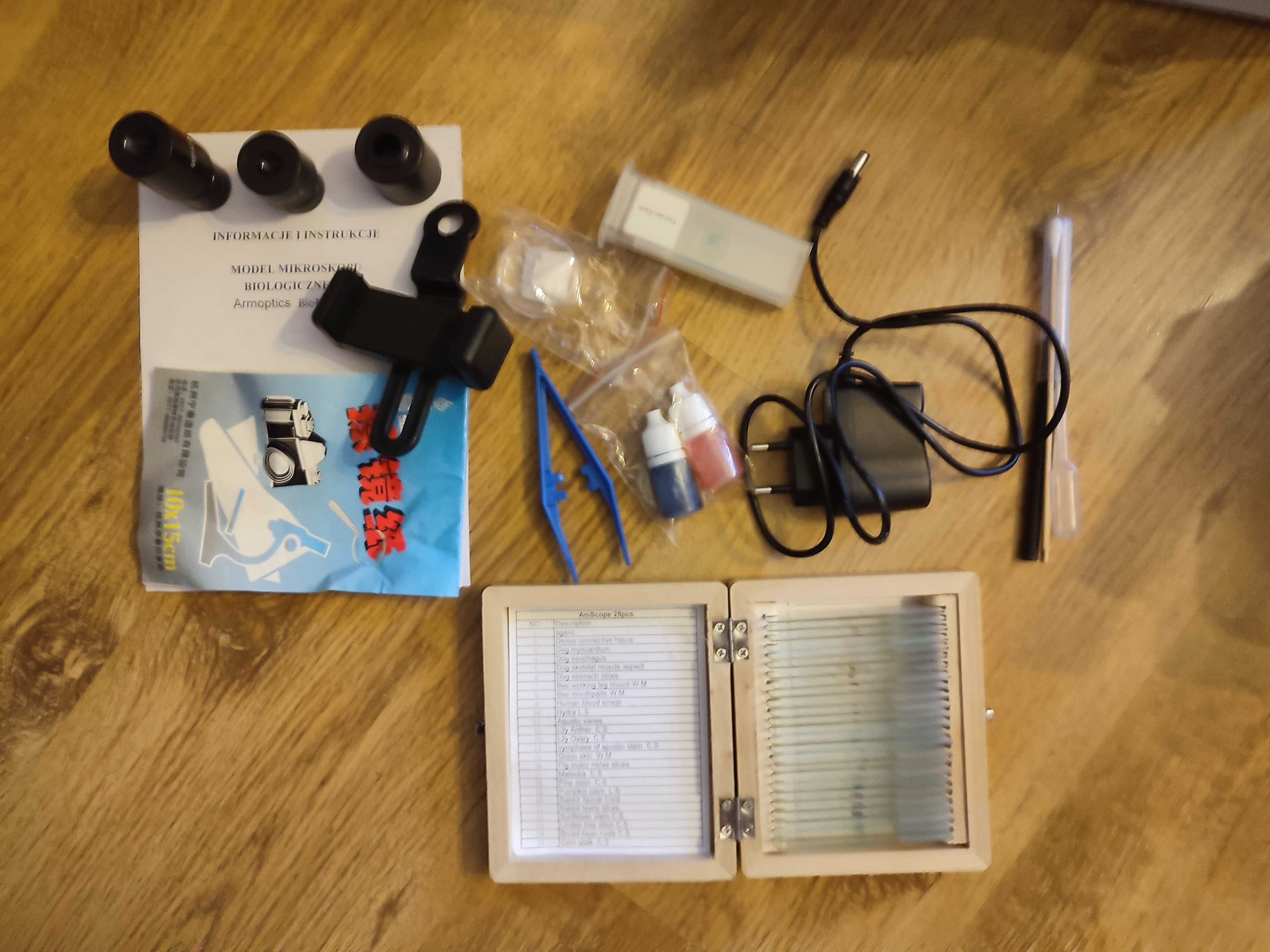 mikroskop armoptics biomax 450+gotowe preparaty