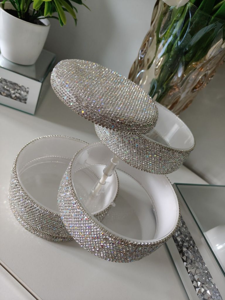 Rozkładany pojemnik plastikowy z cyrkoniami holo Glamour