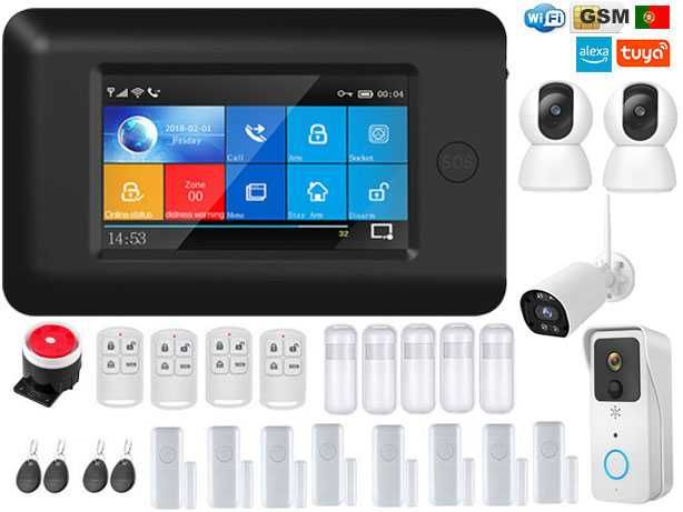 Alarme Tuya sem Fios GSM/WiFi +Câmaras Segurança+Video Porteiro (NOVO)