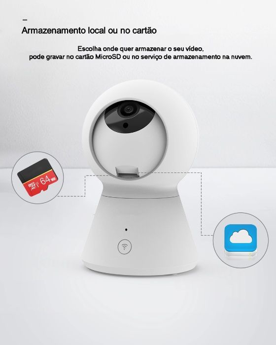 Câmara vídeo vigilância FULL HD microfone coluna de som Tuya SmartLife