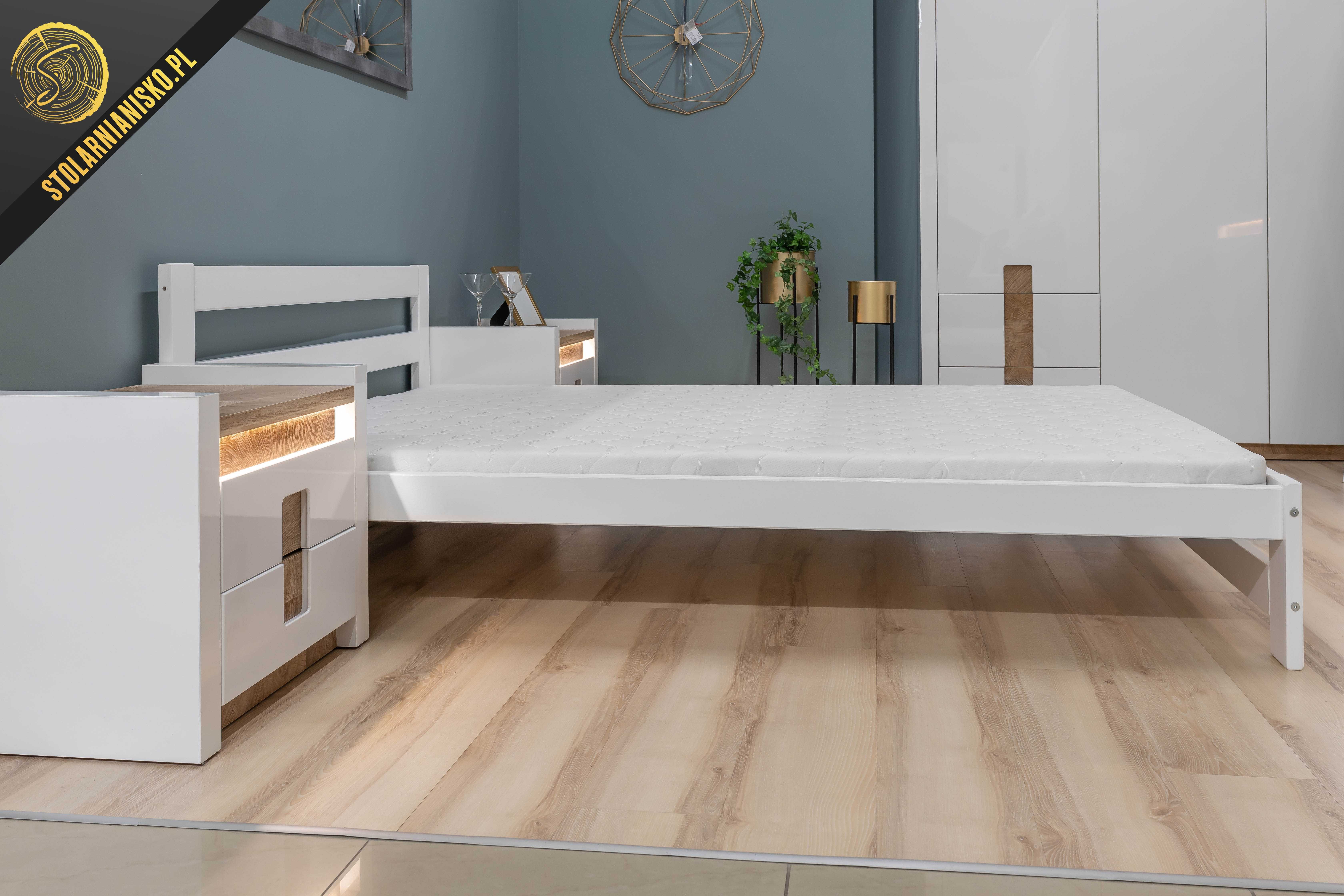 Łóżko drewniane sosnowe lakierowane białe 140x200 od Producenta