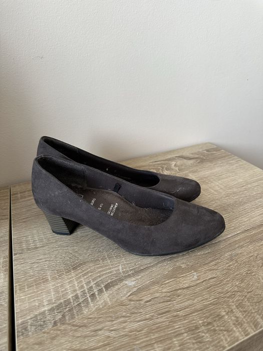 Buty skórzane na małym obcasie