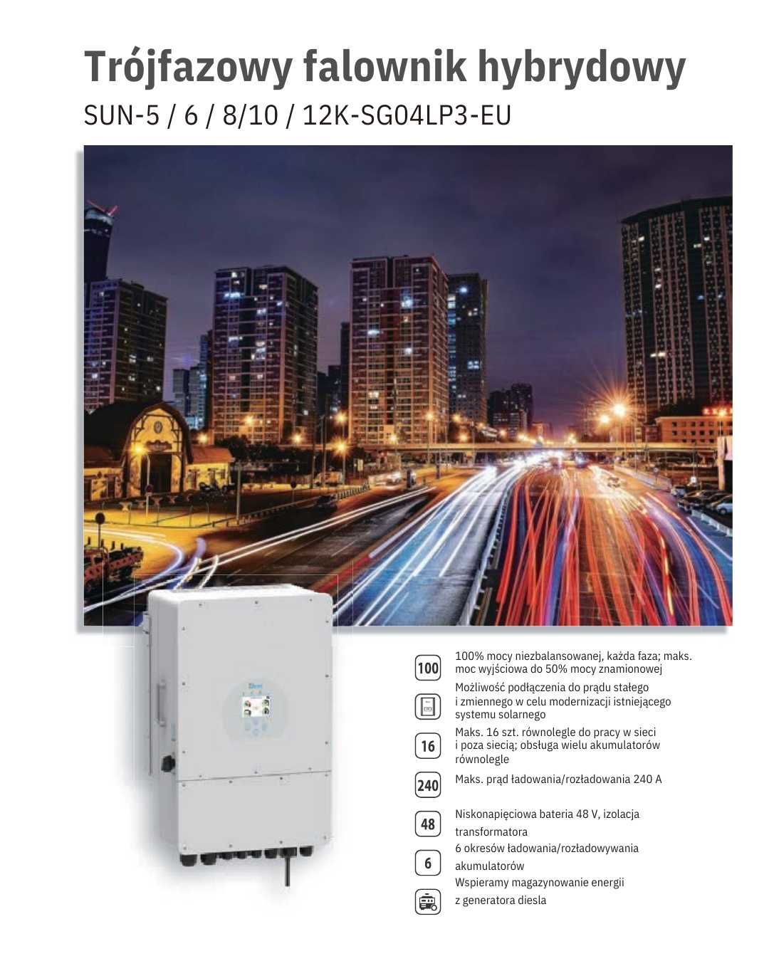 Falownik hybrydowy niskonapięciowy 8kW Deye Sun-8k SG04LP3