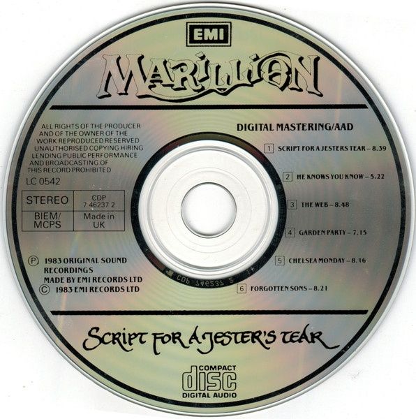 Marillion - Script For A Jesters Tear CD(neo - prog.)