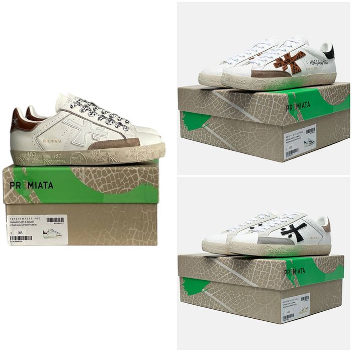 р36-41 Жіночі Кросівки Premiata Stevend 6660 leo white black beige