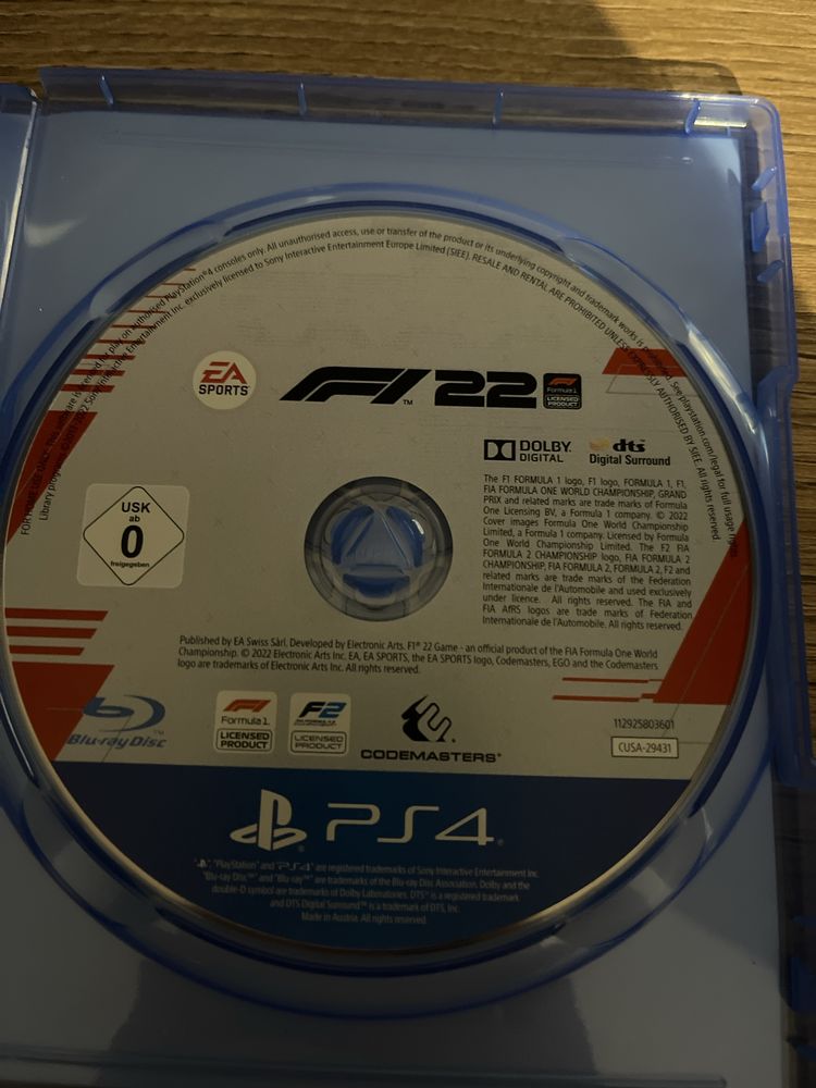 Sprzedam F1 22  ps4/ps5 praktycznie nowa stan idealny