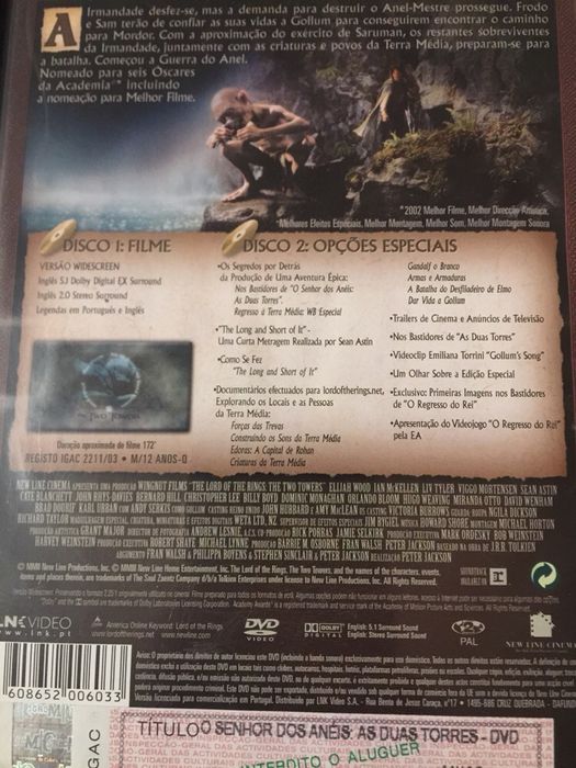 DVD trilogia senhor dos anéis edições de 2 discos