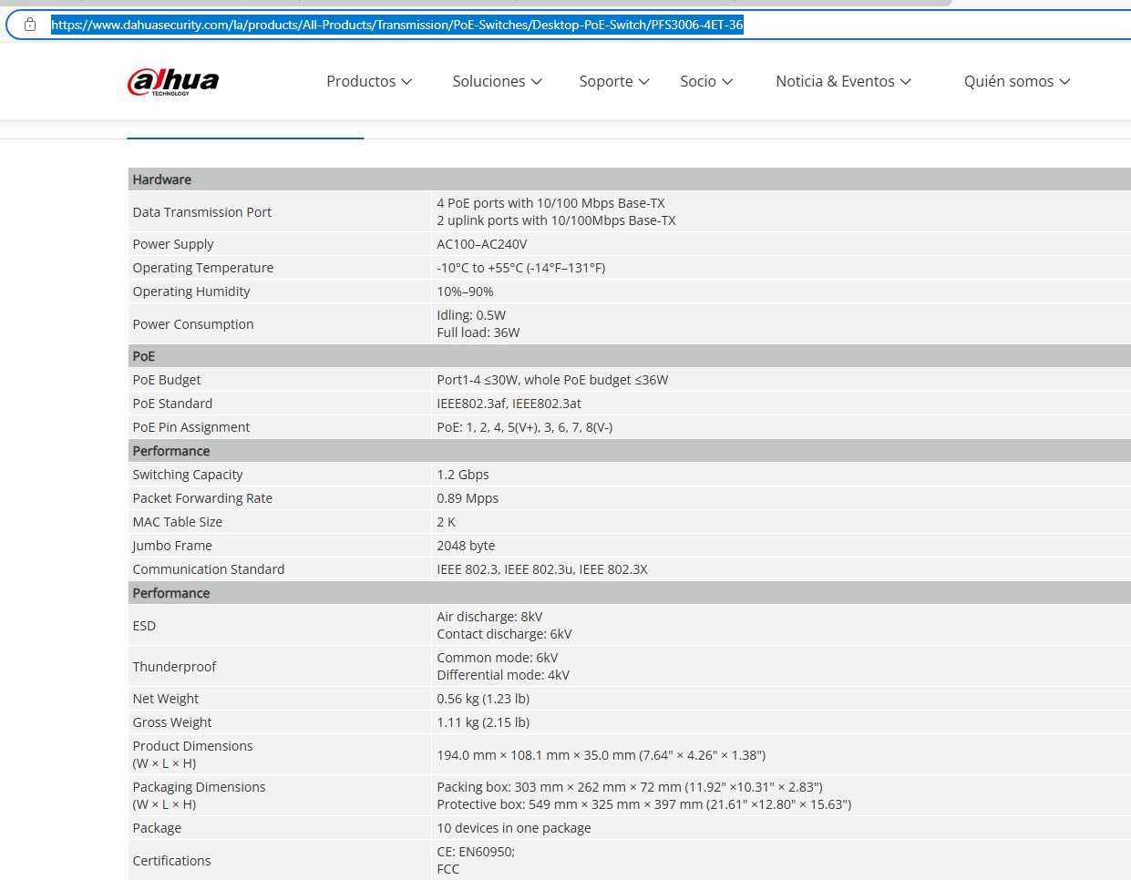 SWITCH POE DAHUA NOVO EM CAIXA (nunca usado)