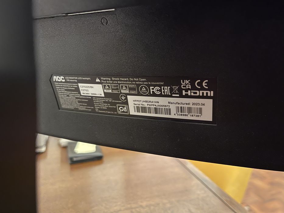 AOC Curved LED Monitor 27"64283825597955123