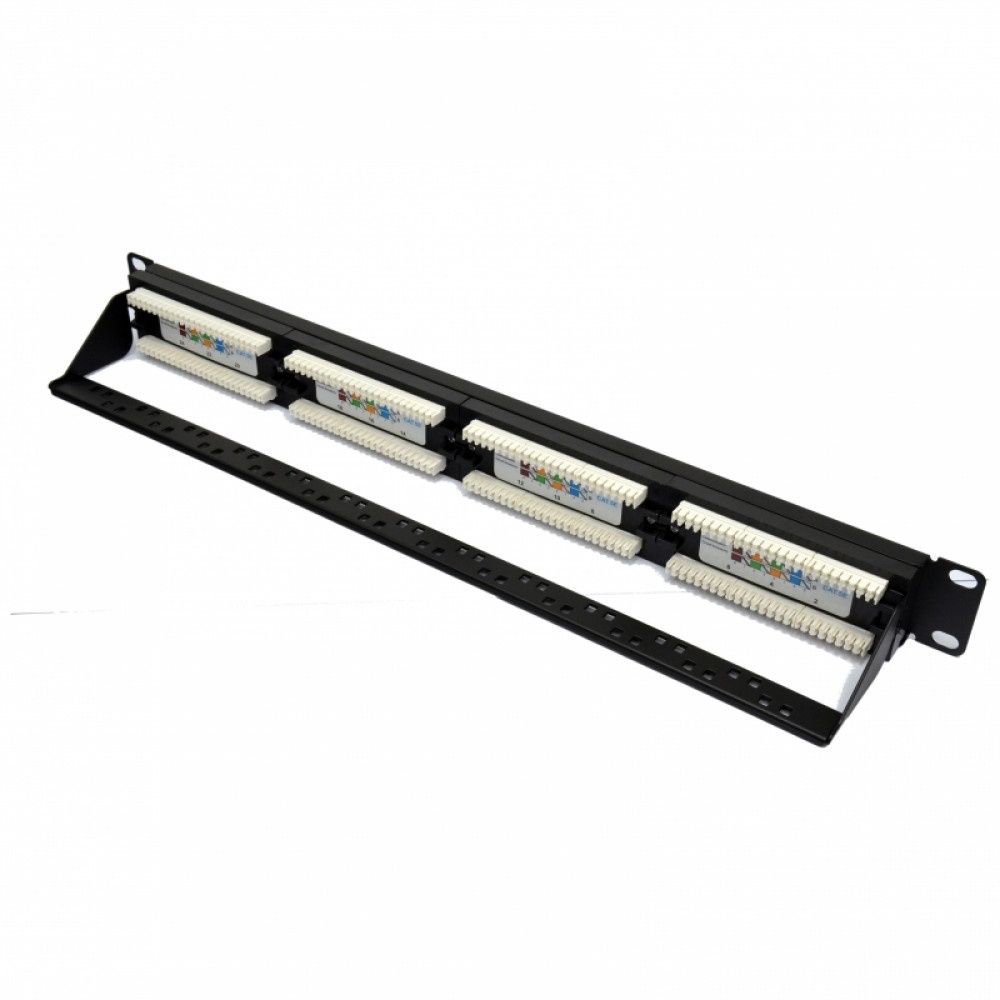 Патч-панель 19" 24хRJ-45 UTP кат.5e, с задним организатором, Kingda