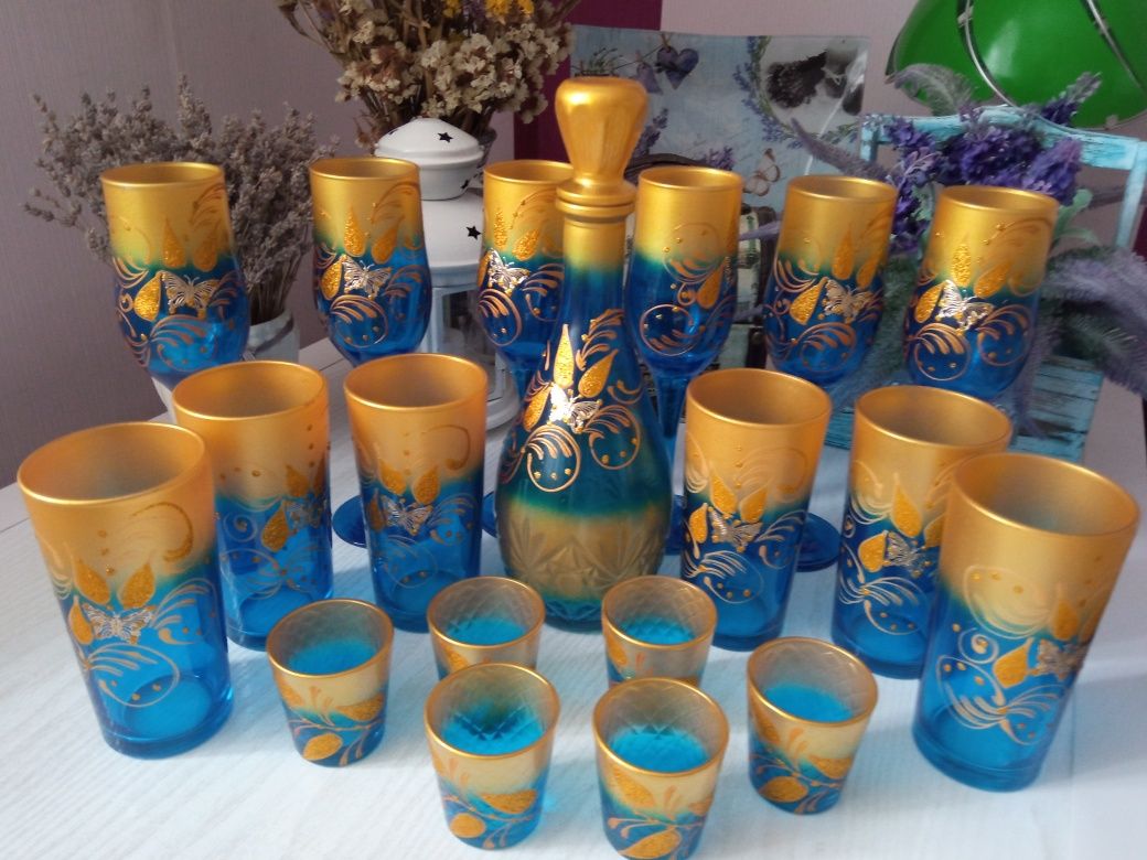 Набор для алкоголя и напитков 19 предметов рюмки бокалы стаканы штоф