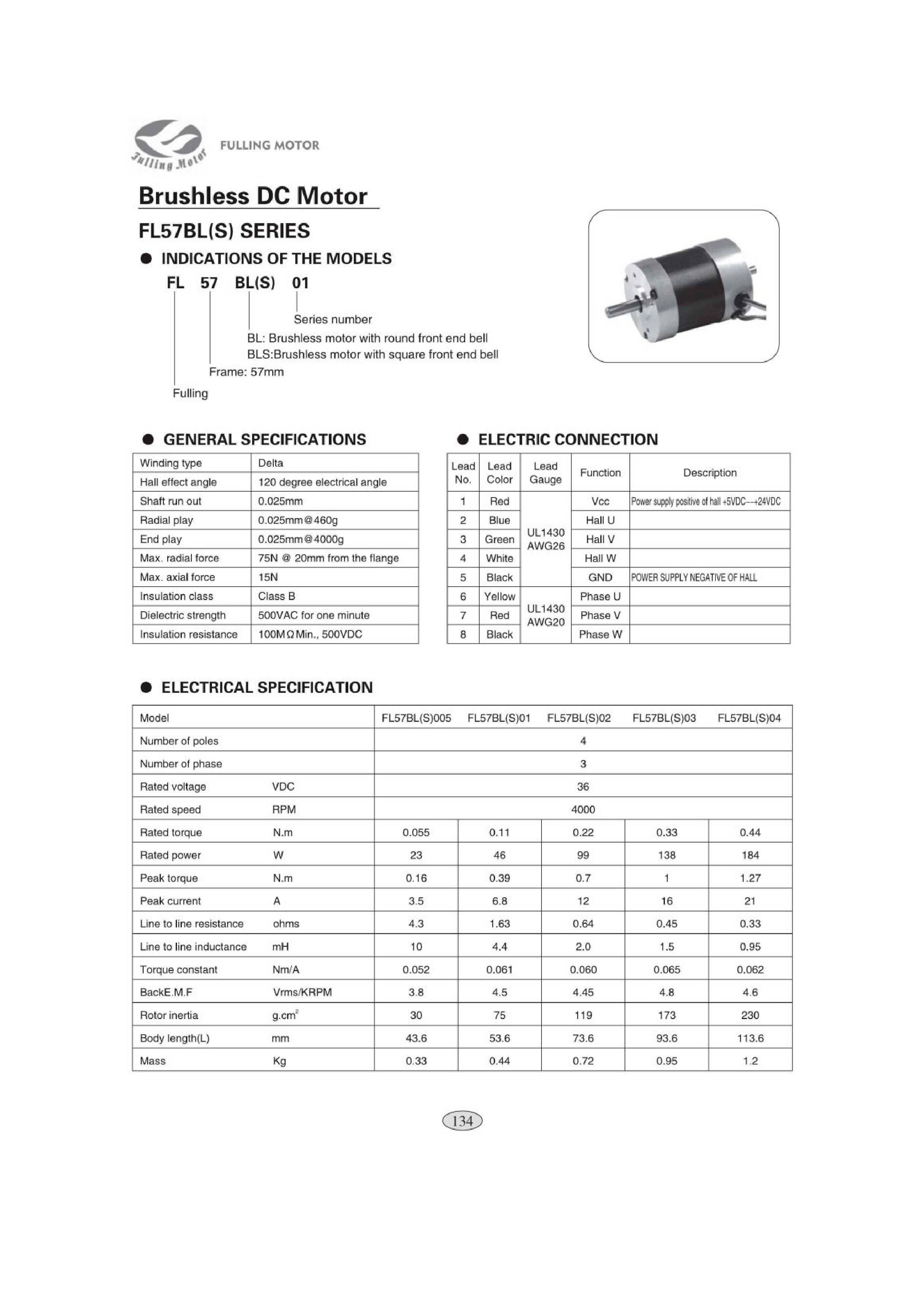 Silnik BLDC 36V 4000RPM 92W