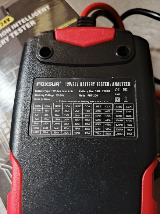 Тестер аккумуляторных батарей FOXSUR FBT-200 12V/24V 3-200Ah