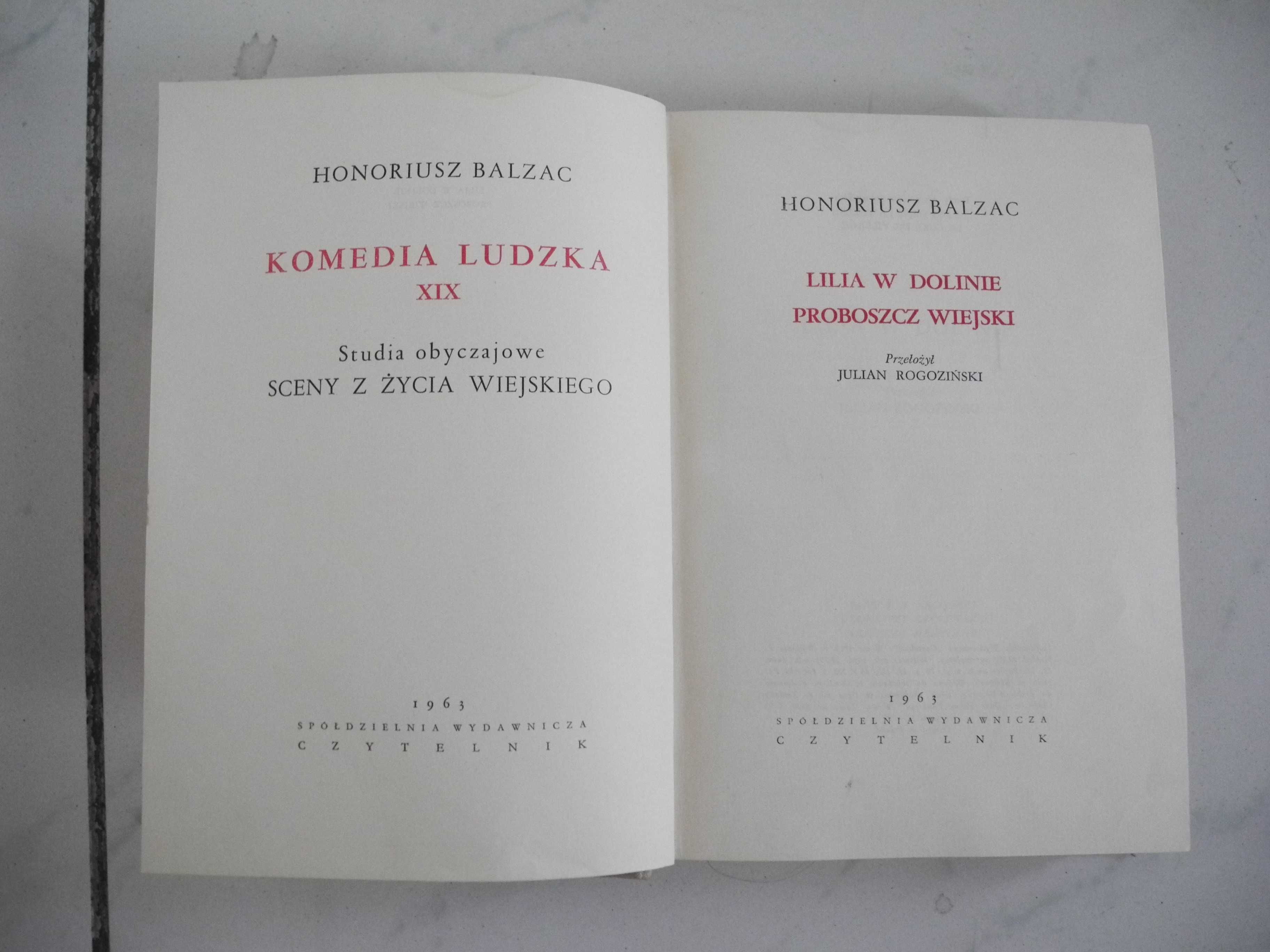 Komedia Ludzka XIX Lilia w dolinie, Proboszcz wiejski Honoriusz Balzac