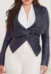 Kobieca kurtka skórzana Marciano Guess elegancka navy