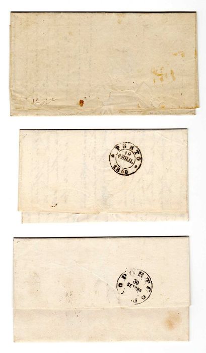 RARAS Cartas Portuguesas com Selos Postais de D. Pedro V e D. Luís I