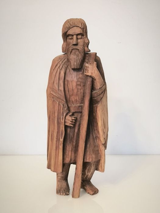 Rzeźba ludowa sygnowana Święty Krzysztof