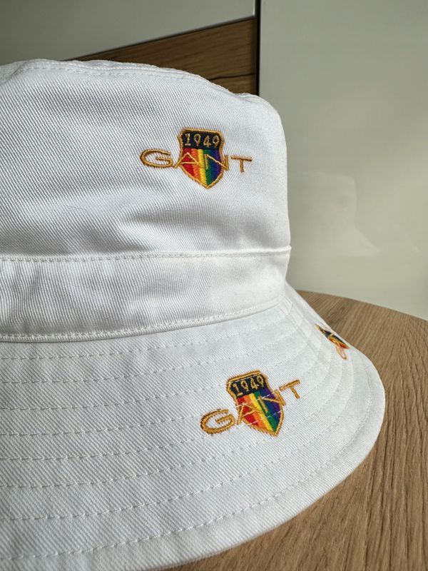 Gant Pride Kapelusz Czapka Bucket Hat Logowany Biały r. S/m