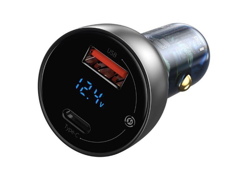 Ładowarka Samochodowa Baseus Usb/Type-C Led 65W Qc Pps Srebrna