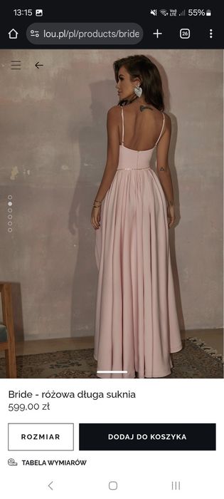 Lou bride długa rozowa suknia dla świadkowej pudrowy róż rozkloszowana