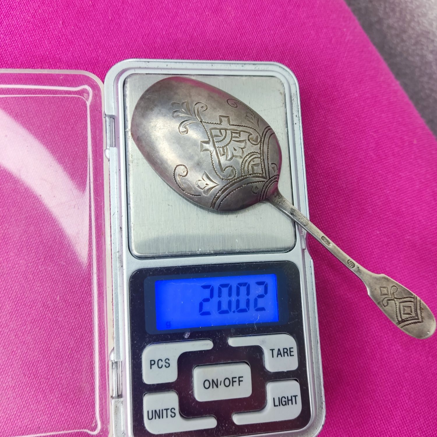 Серебряная ложка 84 пробы серебро чайная винтаж вес 20 грамм с резьбой