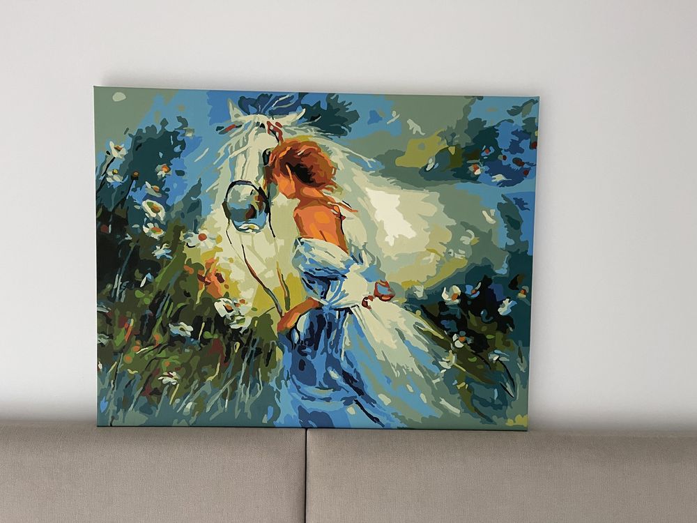 Obraz akrylowy Dziewczyna z białym koniem 50x65 akryl