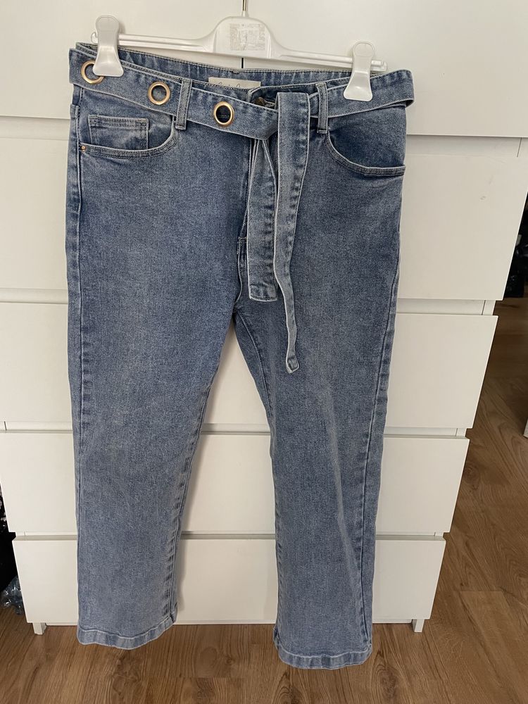 Spodnie jeansy dzwony pasek L
