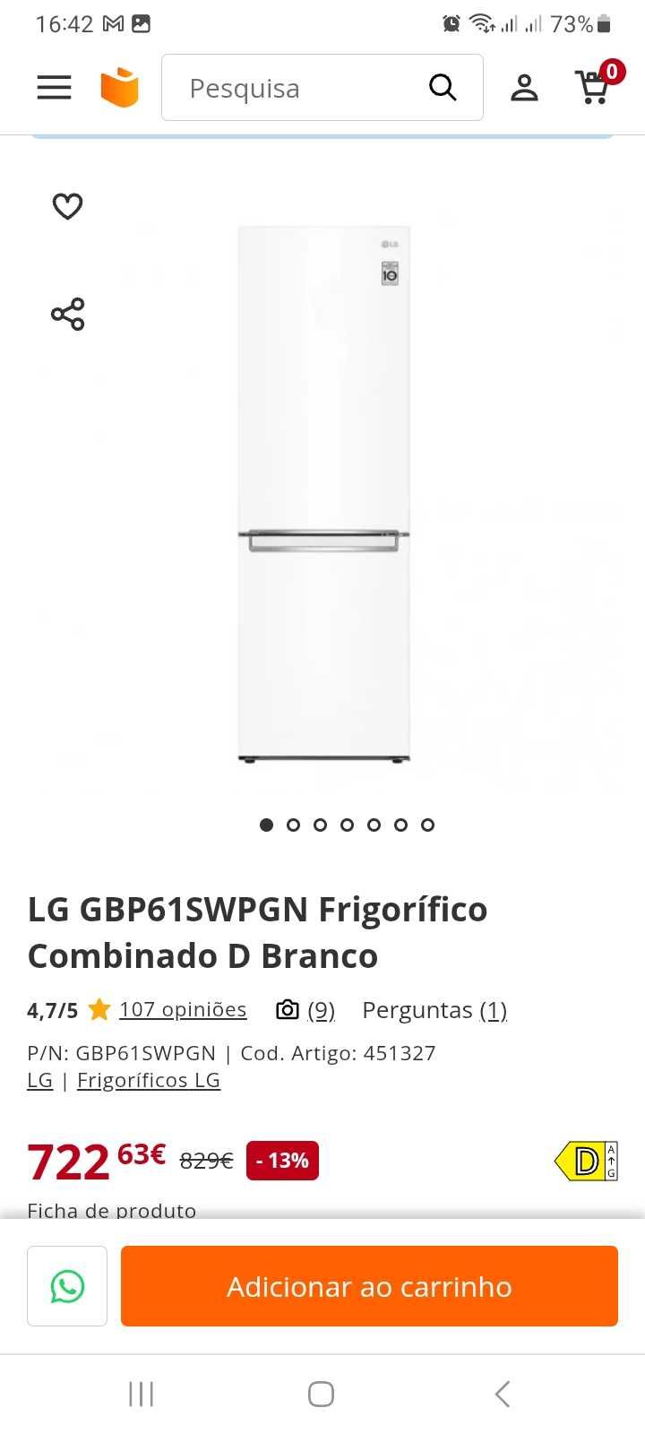 Frigorifico combinado LG novo embalado