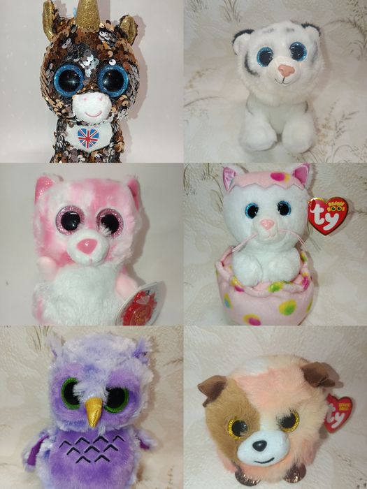 Игрушка глазастик котик тигр сова щенок мандарин единорог собака