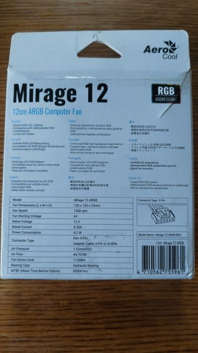 Wentylator Aerocool Mirage 12 RGB