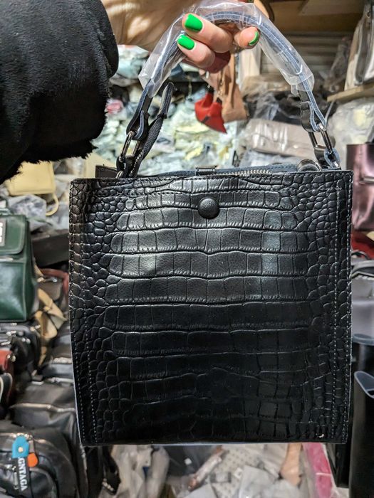 Сумка шкіряна рептилія, кожаная женская на 2 ремні