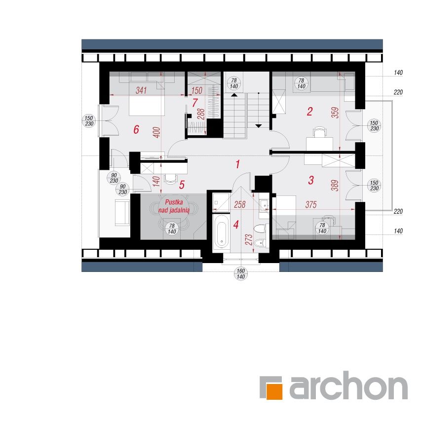 Projekt domu Archon W cynobrowkach 125m2 z antresola