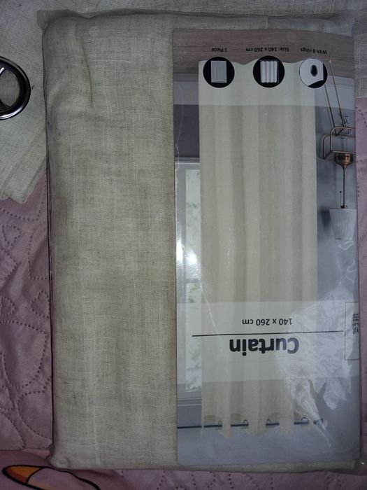 Zasłony ala len bezowe jasne