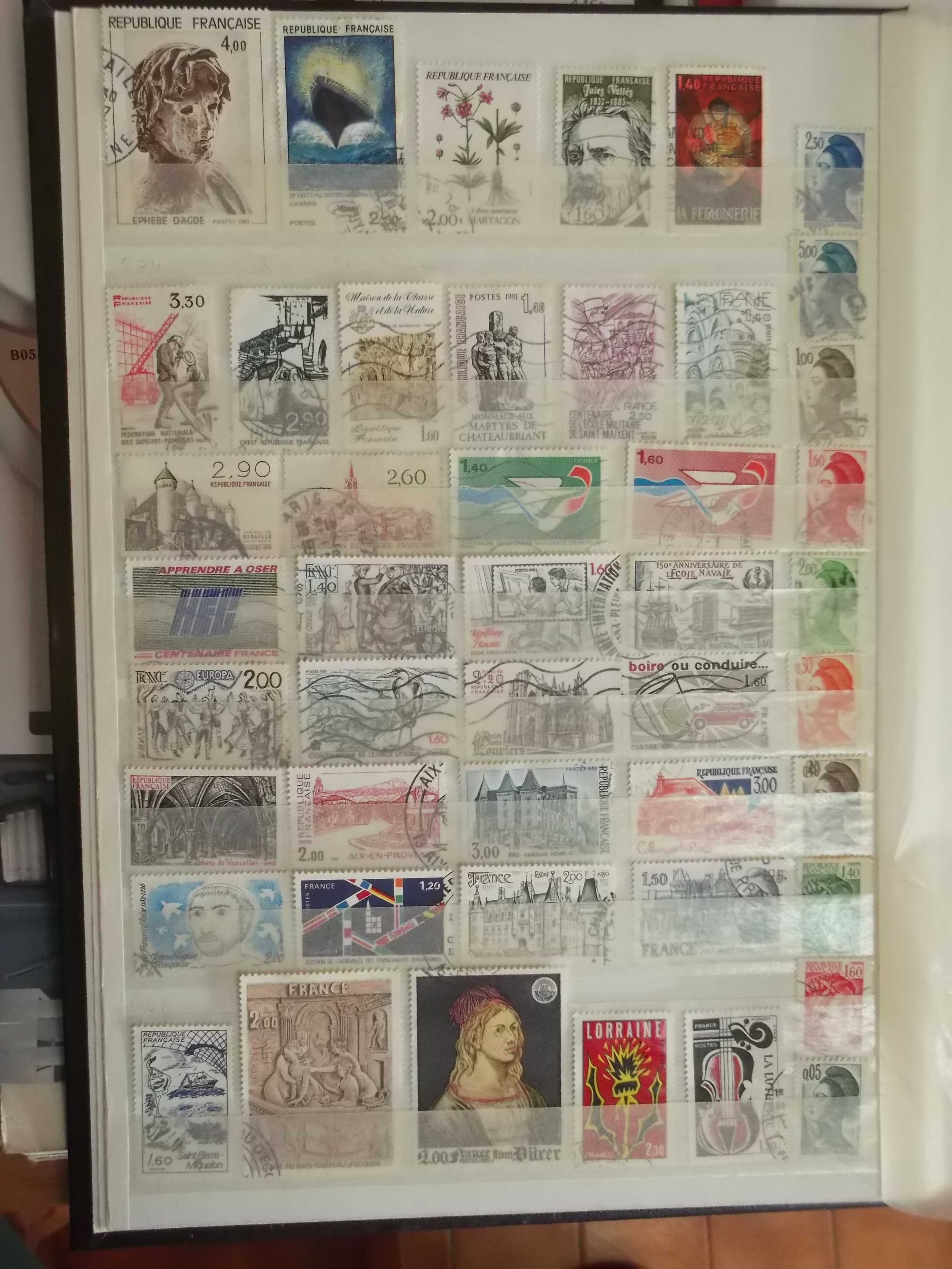 100 selos usados da França