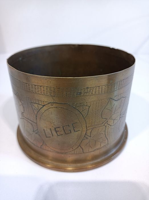 Łuska z moździerza I WŚ. Liege.Antyk grawer.Liege.Militaria.