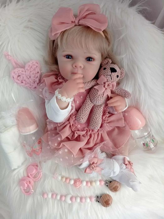 Lalka w typie reborn z wyprawką prezent lala cała winylowa blondynka