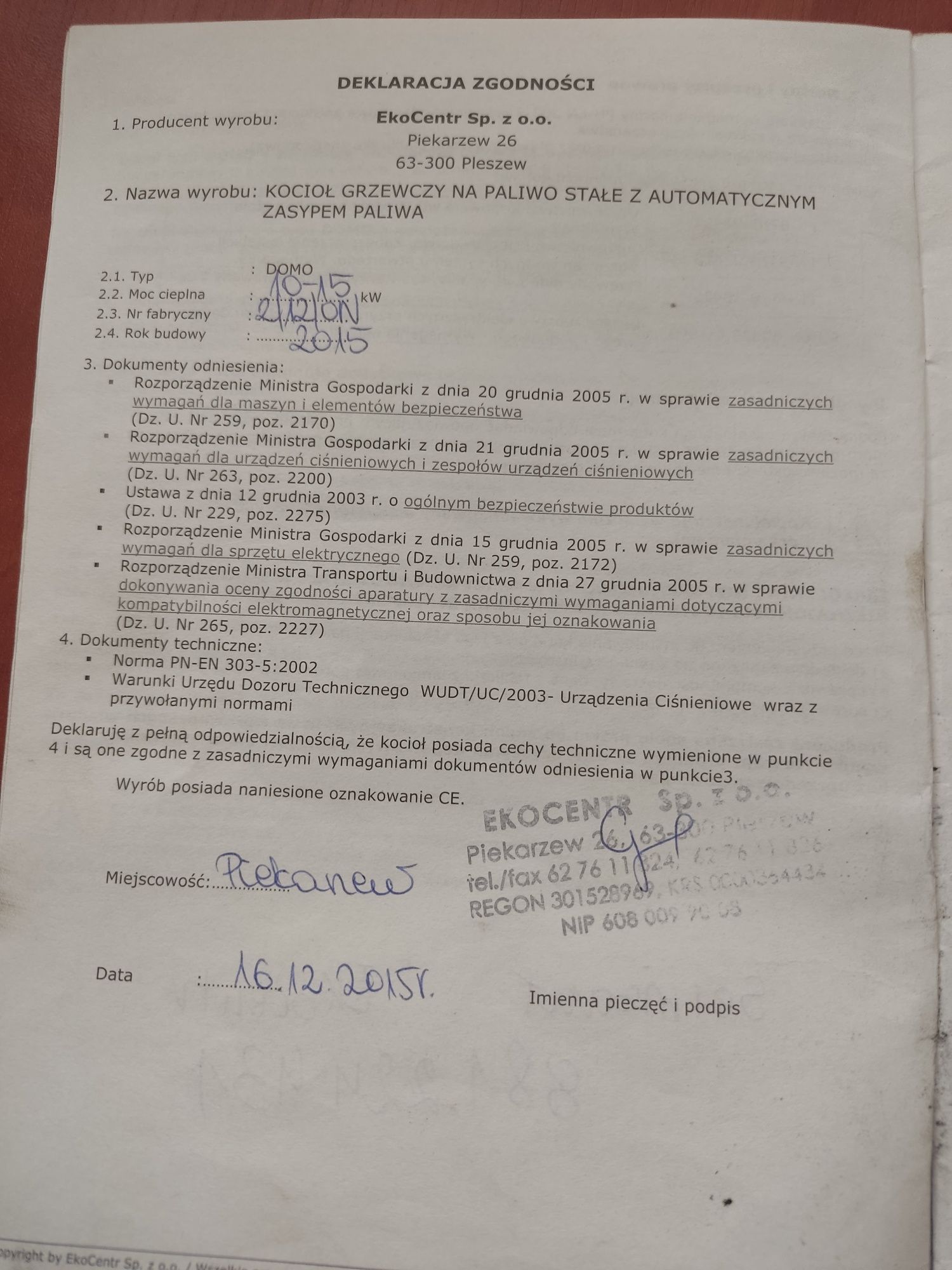Części z kotła grzewczego EkoCentr Pleszew