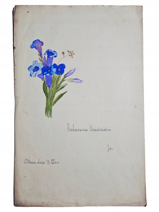 Akwarela Historyczna Olkusz 1940 Kochanemu Dziadziusiowi