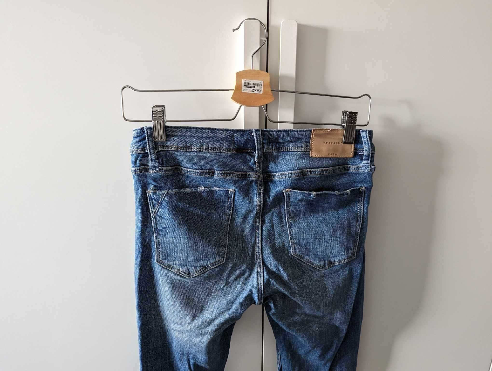 Zara jeansy dżinsy rurki skinny dziury dziurawe przetarcia S 36 M 38