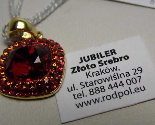Zawieszka kryształki Swarovski srebro złocone.
