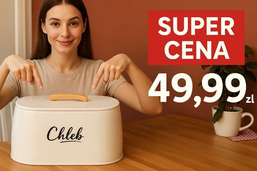 Chlebak metalowy biały duży pojemny na chleb do kuchni hit PROMOCJA