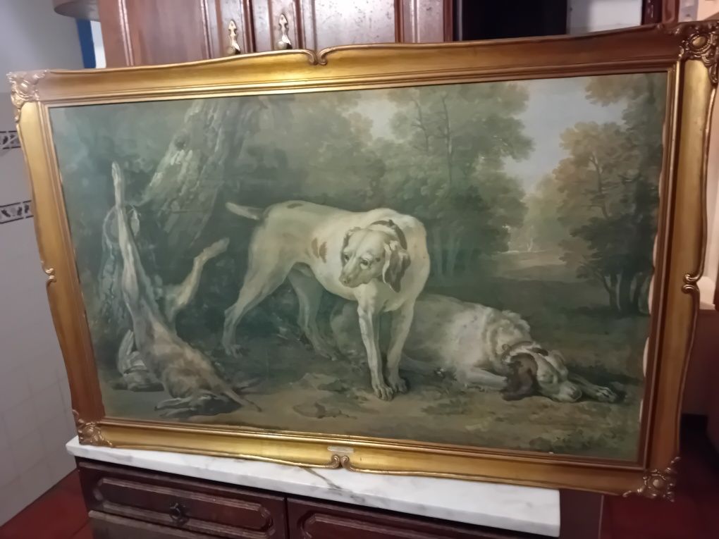 Quadro Estampa Cães e Lebre Jean Baptiste Oudry